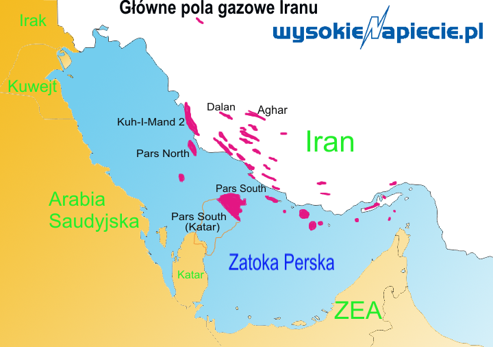 iran gas map