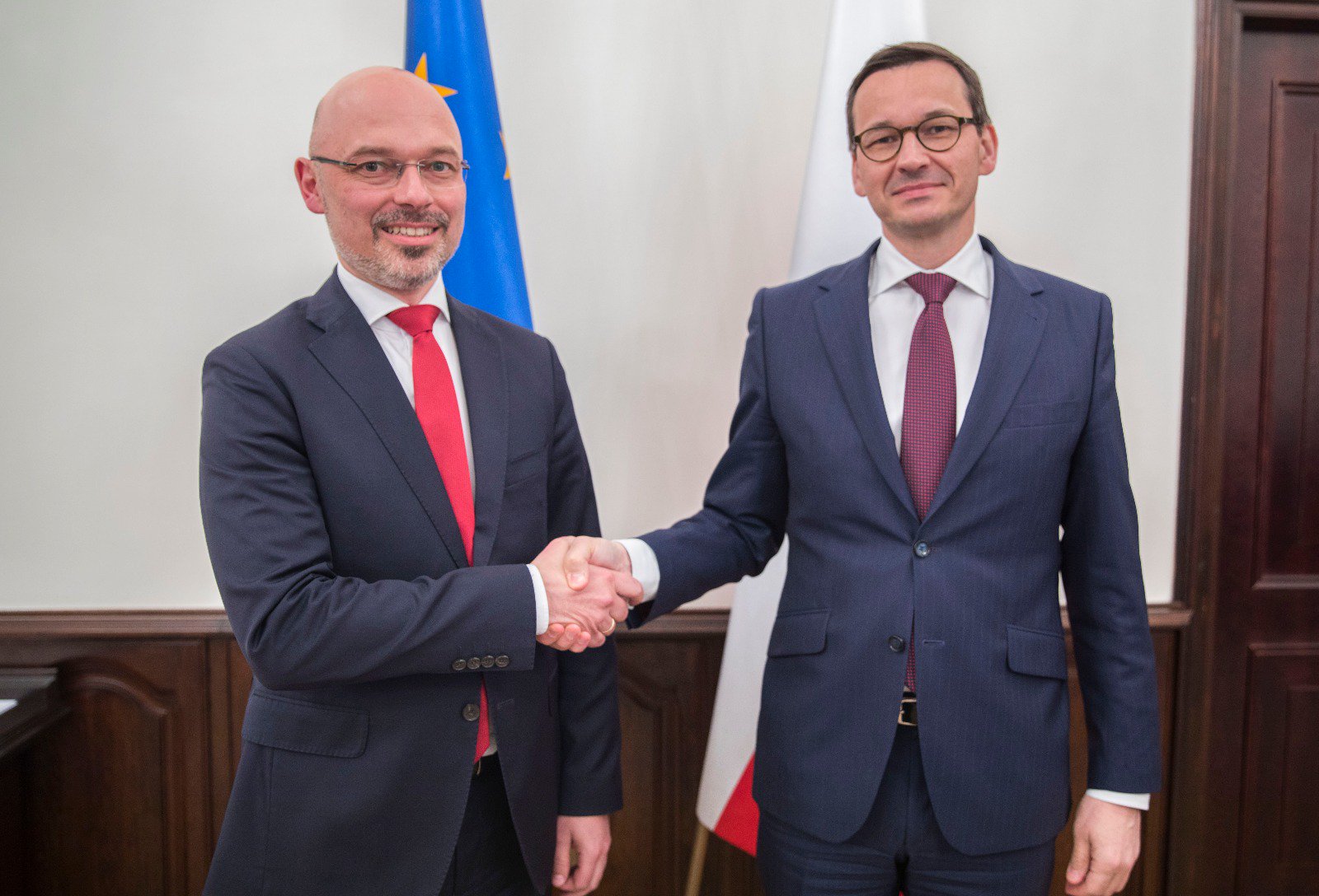Premier Materusz Morawiecki i minister klimatu Michał Kurtyka Michał Kurtyka nominowany przez premiera Morawickiego
