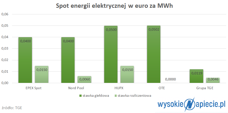 Spot energii elektrycznej TGE stawki spot