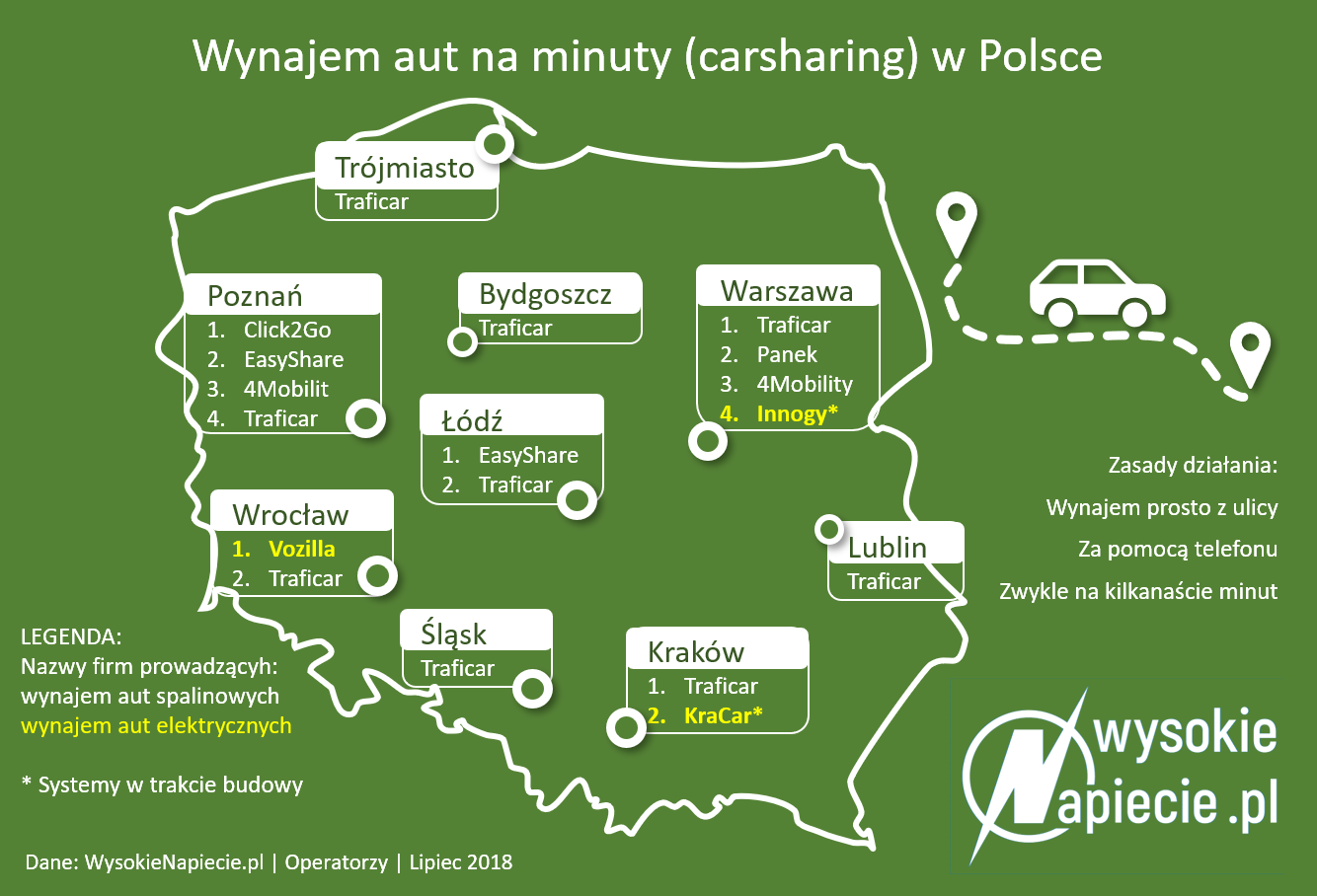 tech ev aut carsharing polska mapa