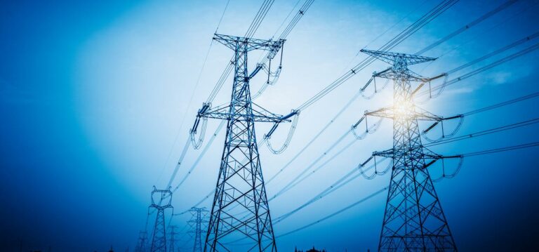 High Voltage Tower, blue toned images.