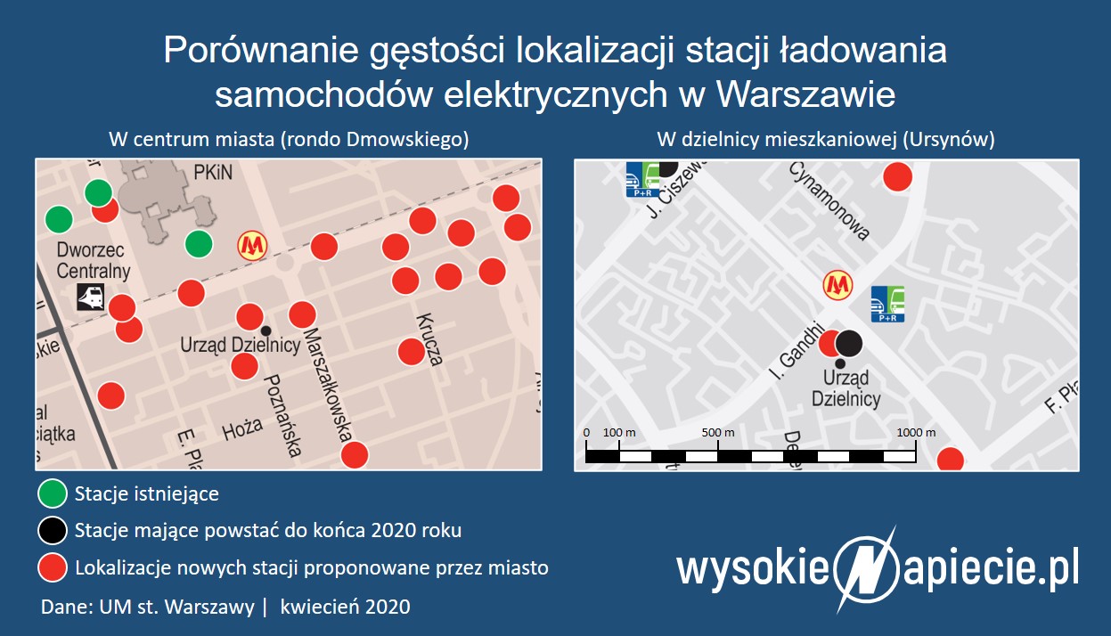 stacje ladowania samochodow elektrycznych w warszawie