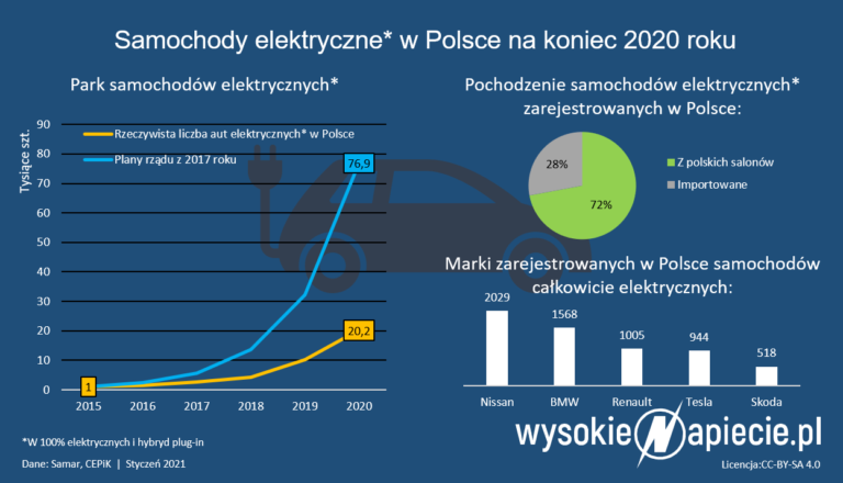 samochody elektryczne w polsce 2020 marki