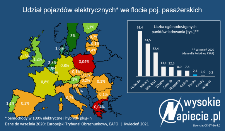 udzial samochodow elektrycznych 2020