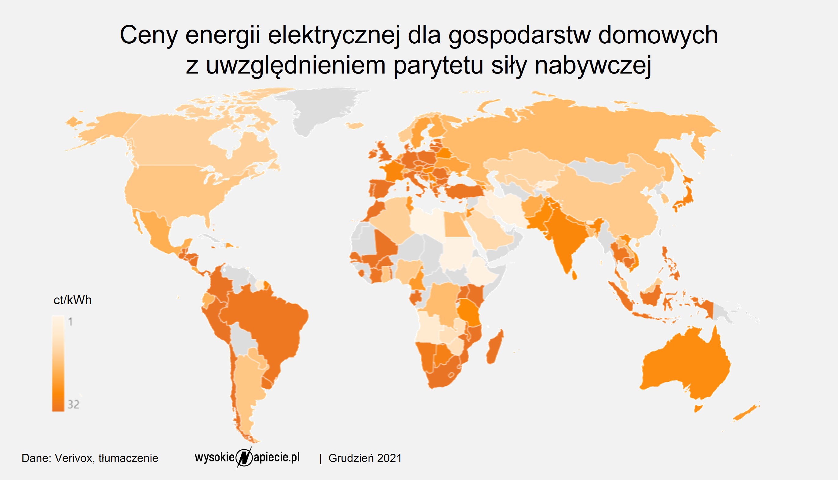 Ceny prądu w Polsce wśród najwyższych na świecie w stosunku do pensji - WysokieNapiecie.pl