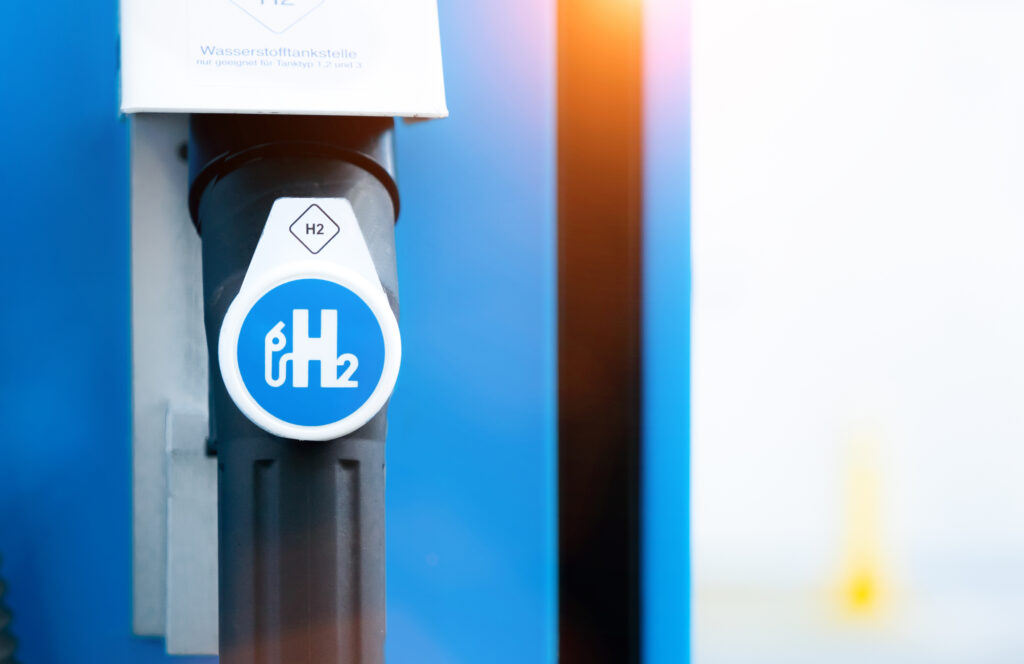 Aachen / Germany – January 31 2020: hydrogen logo on gas station
