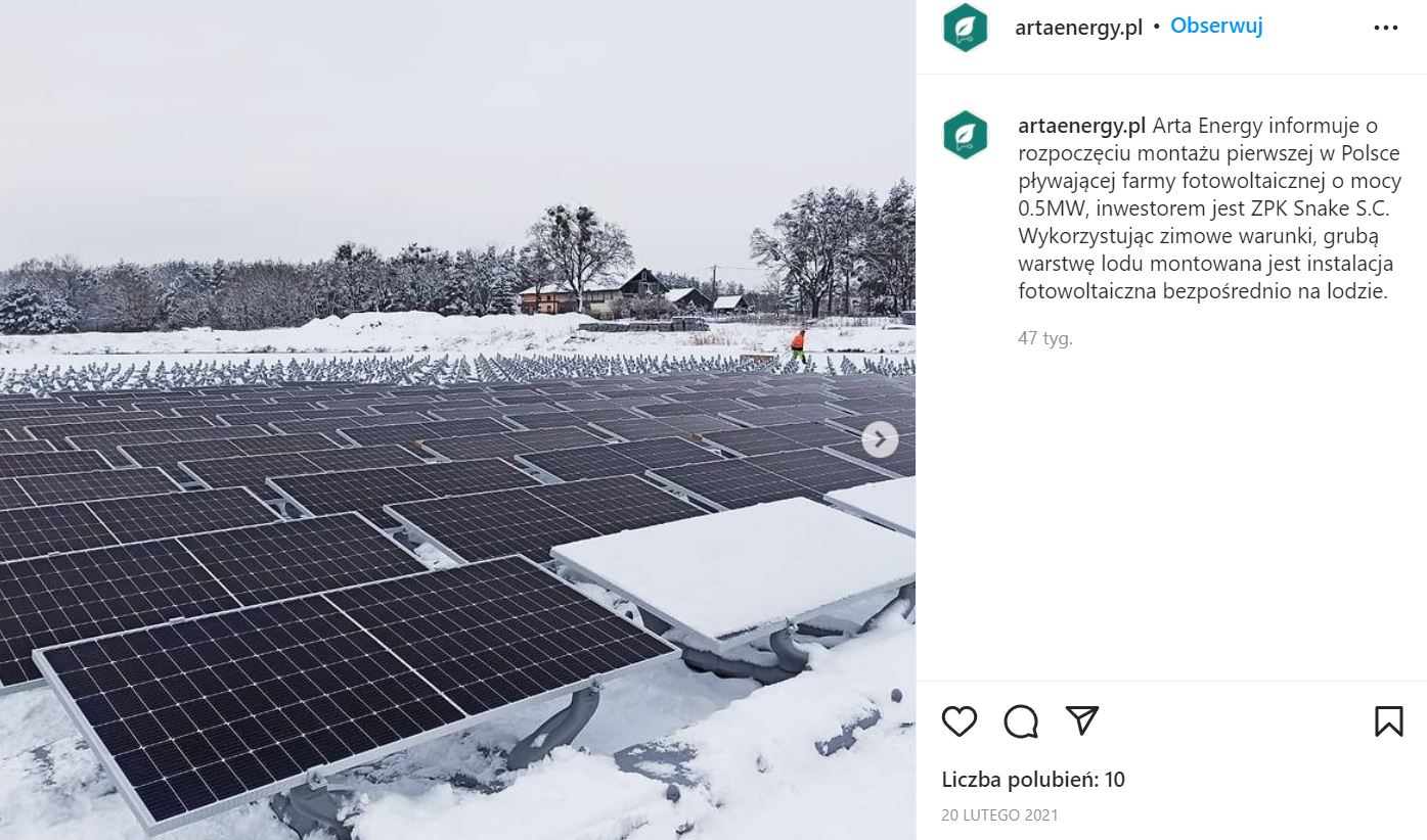 Pływająca farma pv Fot Arta Energy Instagram