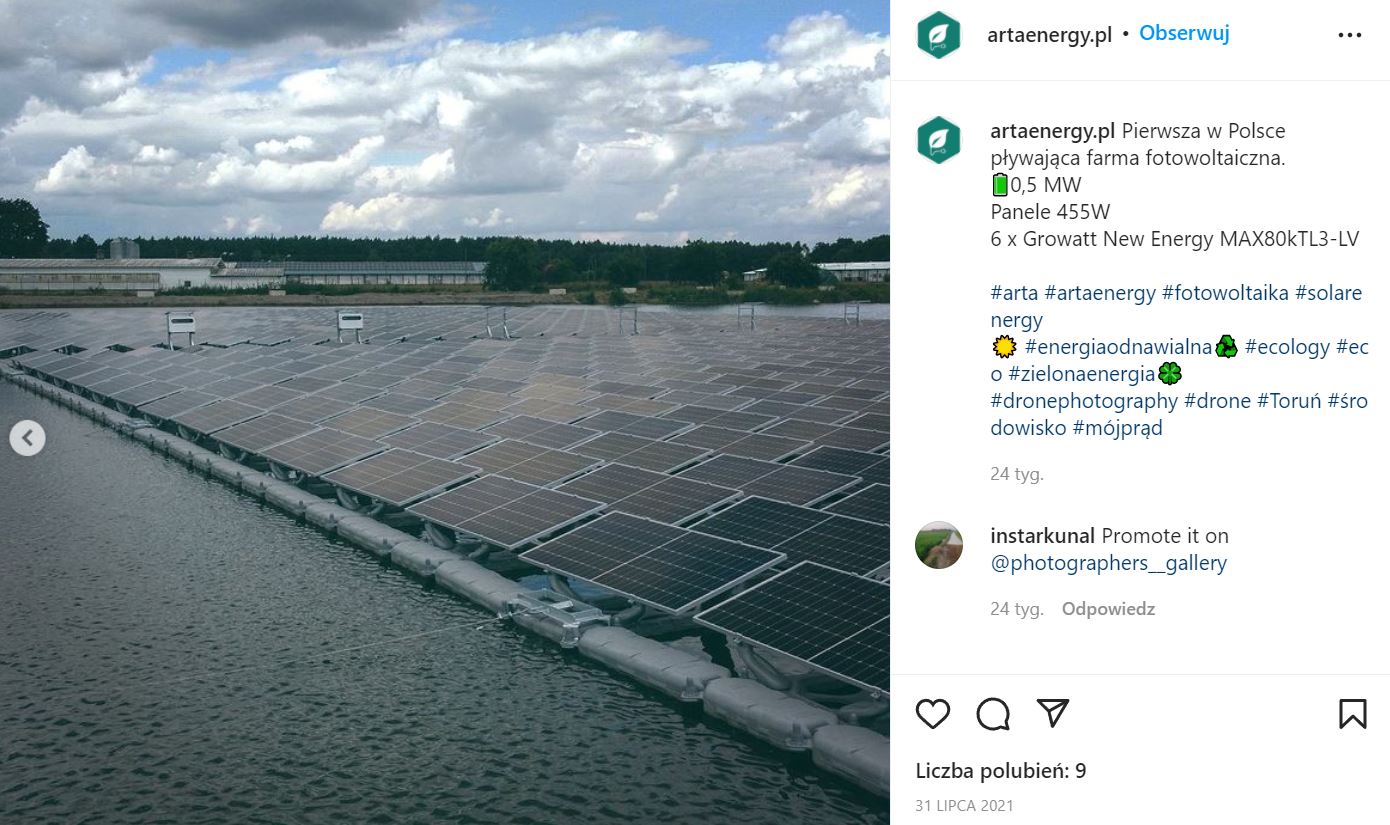 Pływająca farma pv Fot  Arta Energy Instagram