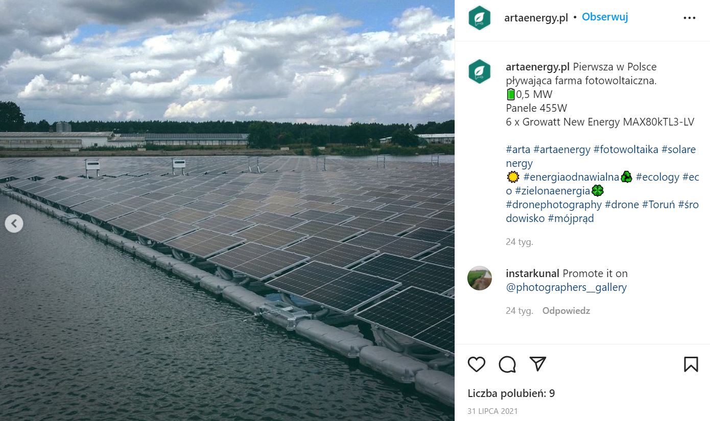 Pływająca farma pv Fot Arta Energy Instagram