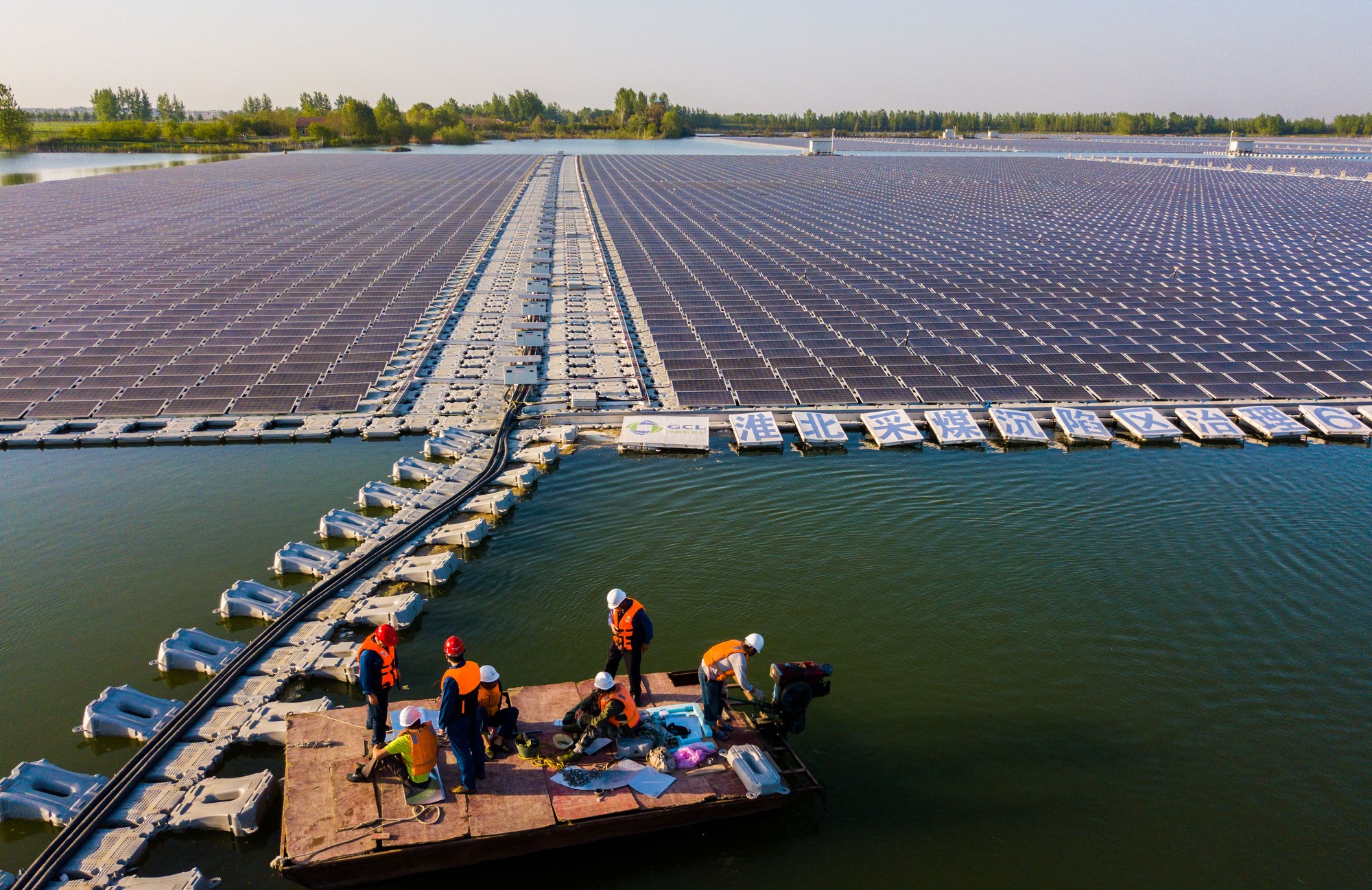 Coal mining subsidence transformed into floating solar energy farm in east China