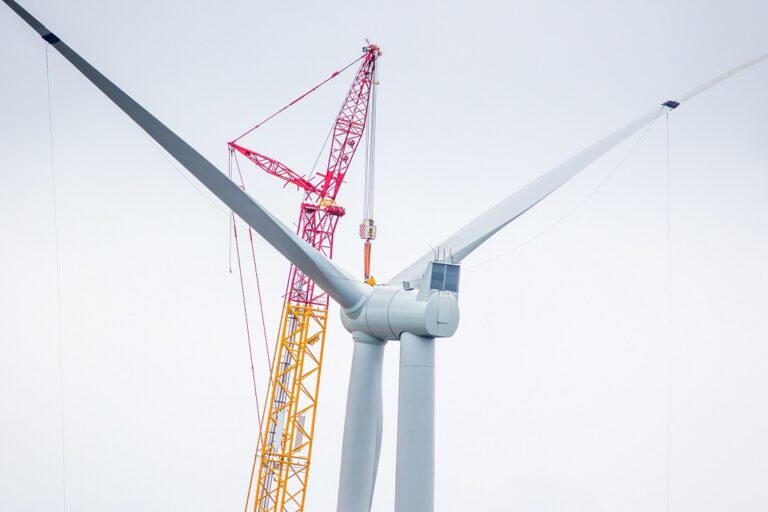 Close up of a Wind Turbine in the process of being built