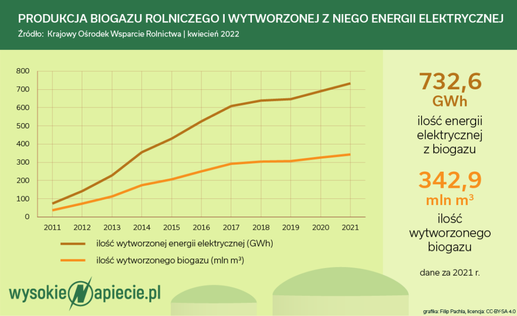 Produkcja biogazu rolniczego i wytworzonej z niego energii elektrycznej