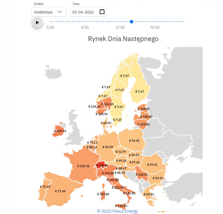 Ceny przy 67proc udzialu OZE w Polsce o godz 14