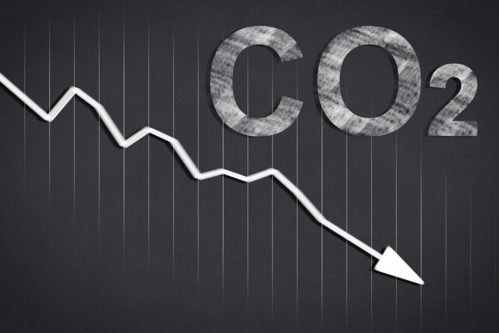 CO2 Net-Zero Emission – Carbon Neutrality concept with decreasing graph