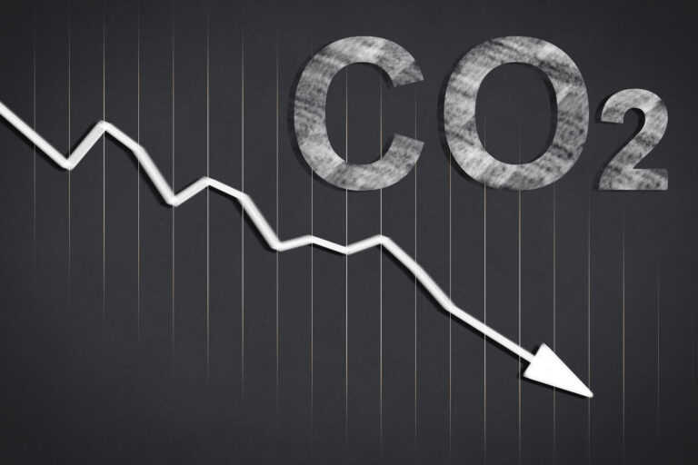 CO2 Net-Zero Emission – Carbon Neutrality concept with decreasing graph