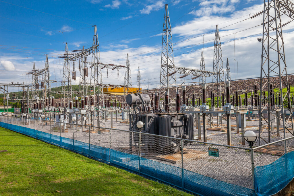 Part of high-voltage substation with switches and disconnectors