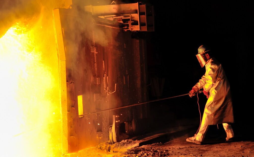 worker with hot steel