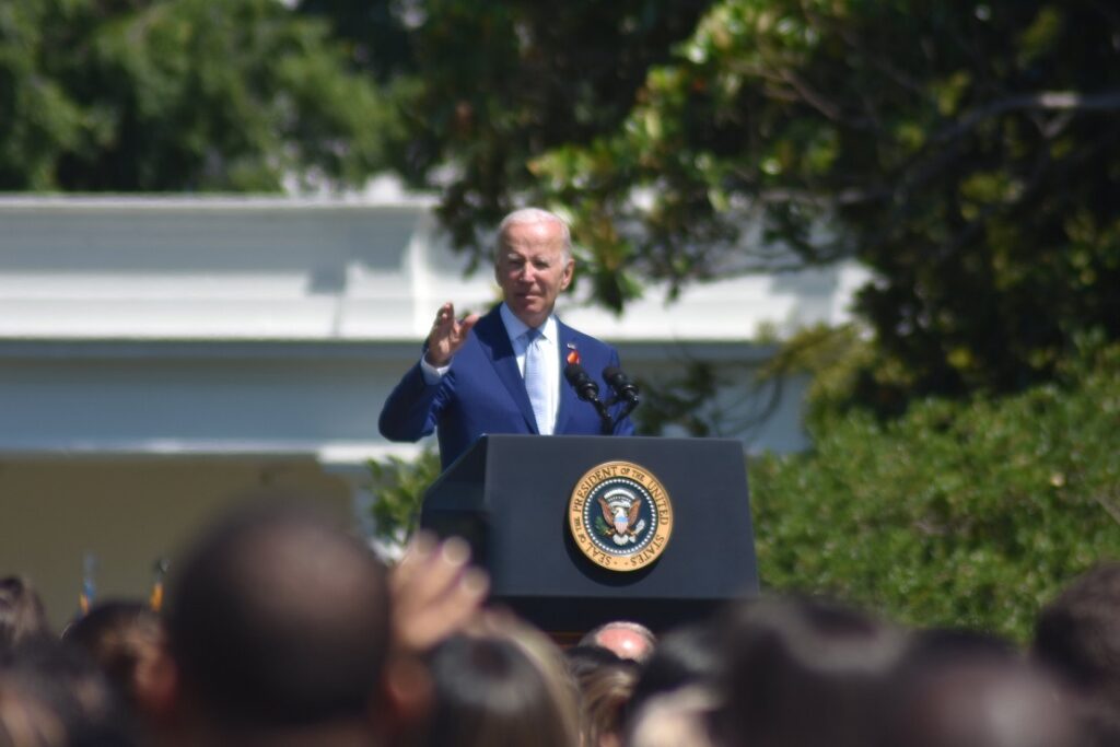 US President Joe Biden speaks at the White House