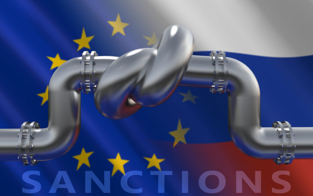 Energy sanctions against Russia. Conceptual 3D illustration