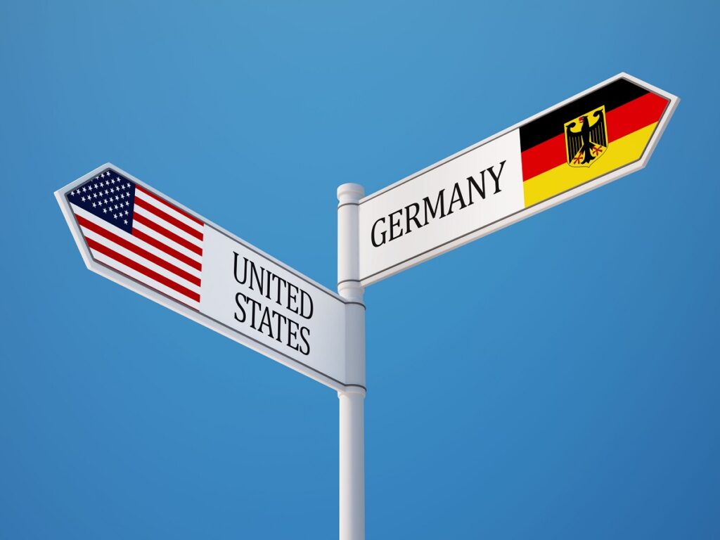 United States Germany  Sign Flags Concept