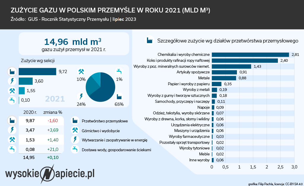 Zużycie gazu w przemyśle 2021