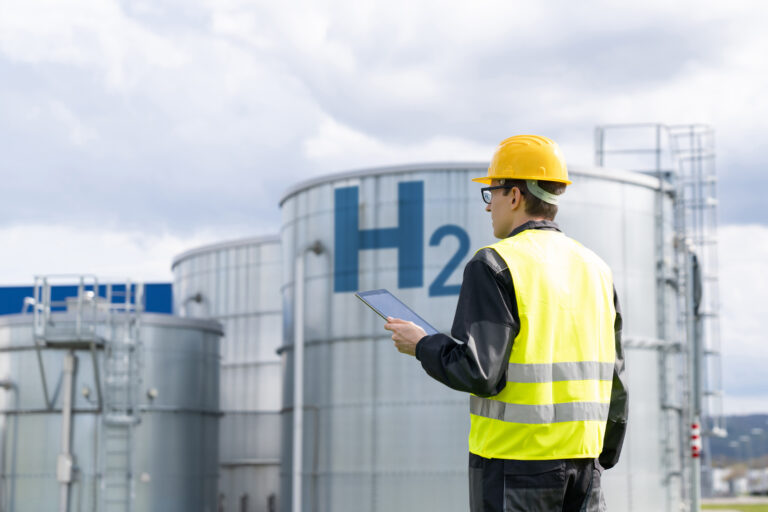 Engineer with tablet computer