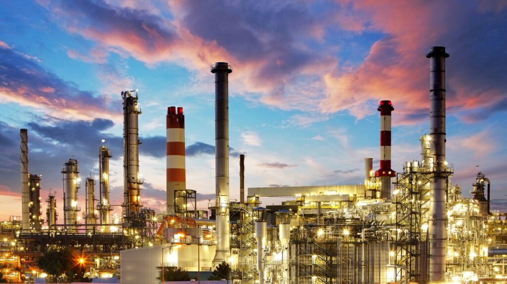 Oil and gas industry – refinery at twilight – factory – petroche