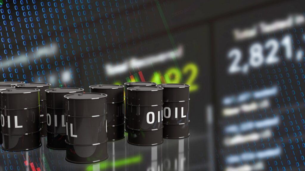 The oil tanks and   business chart background 3d rendering