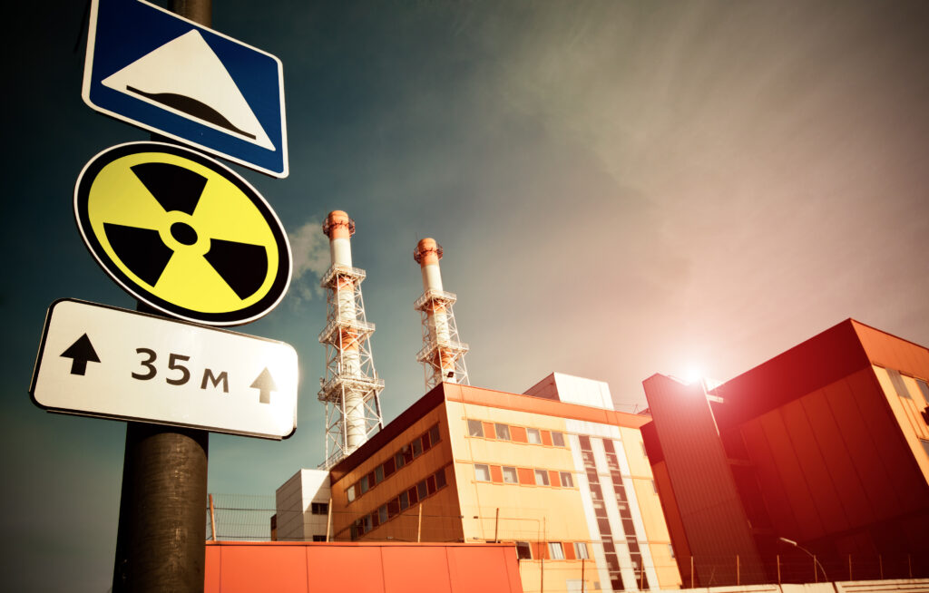 Nuclear Power Plant with Radioactivity Sign