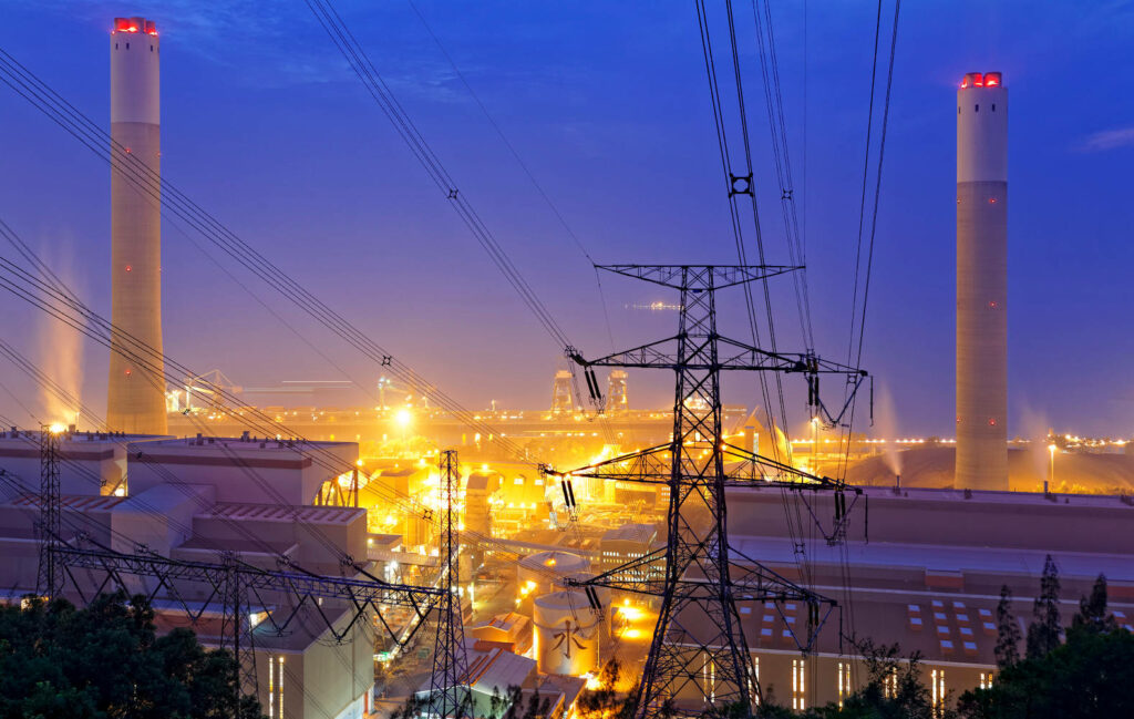 petrochemical industrial power plant factory at night