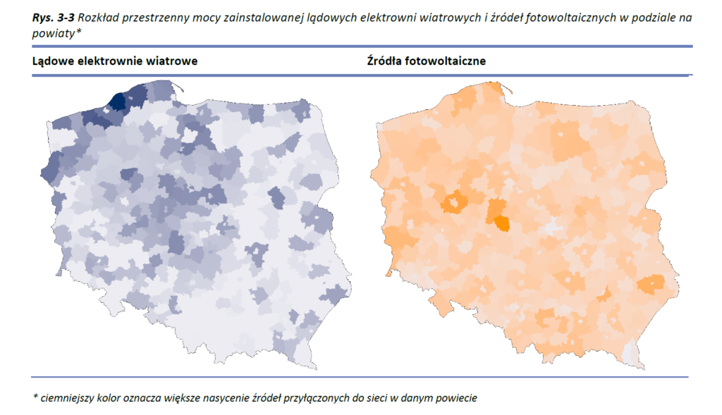 Elektrownie wiatrowe i fotowoltaiczne w Polsce rozkład mocy Fot PSE