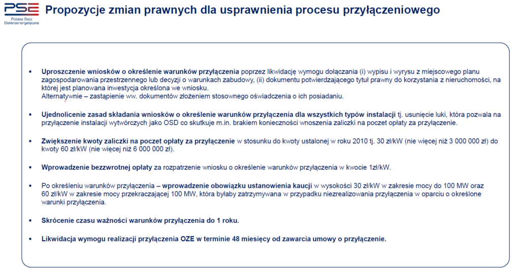 Propozycje zmian prawnych dla usprawnienia procesu przyłączeniowego  Fot  PSE