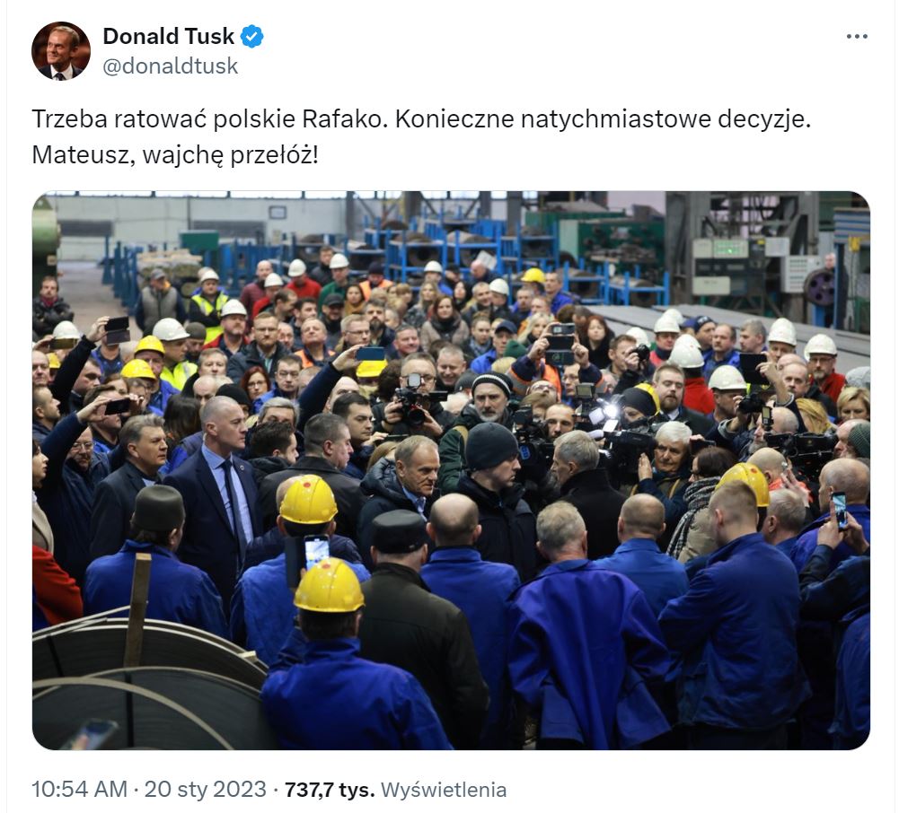 Tusk Racibórz Rafako Twitter