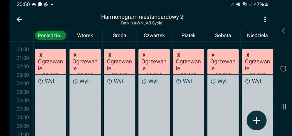 program ogrzewania klimatyzacja