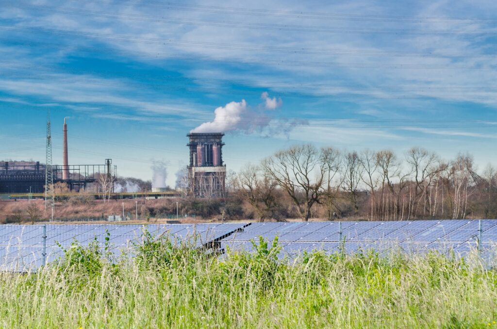 Old power plant with solar panels