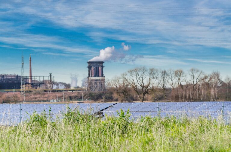 Old power plant with solar panels