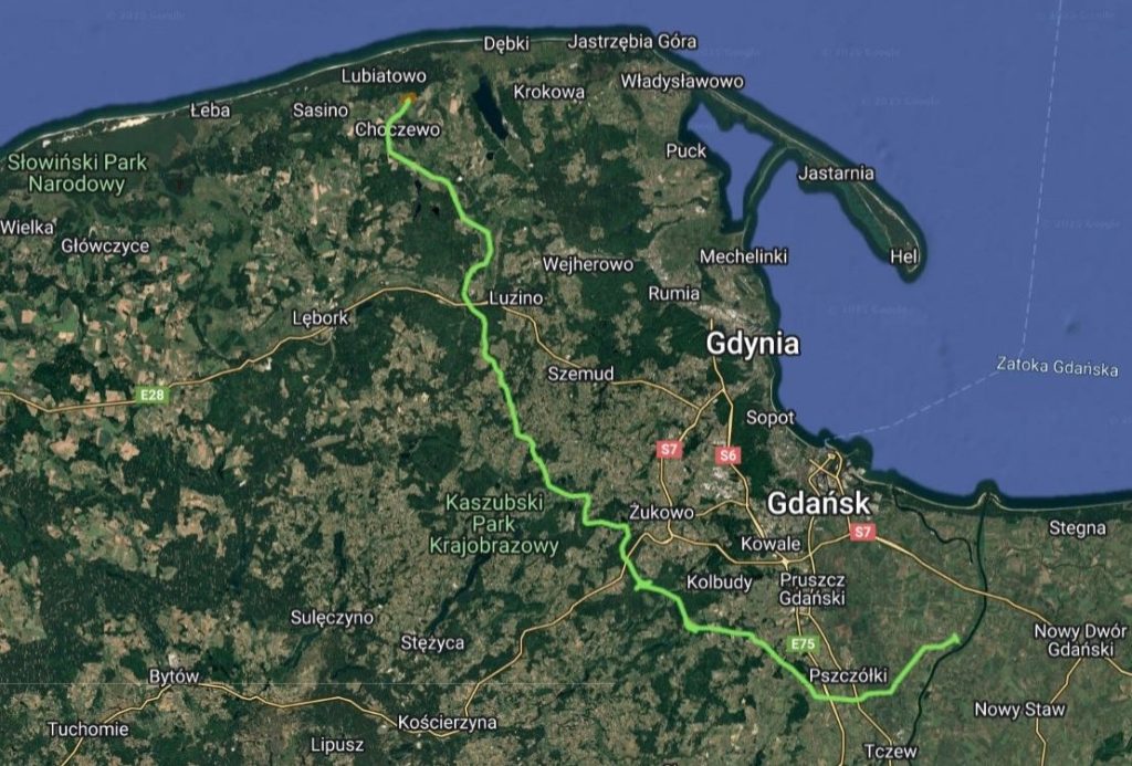 Planowany przebieg linii 400 kV Choczewo do nacięcia linii Gdańsk Błonia-Grudziądz Węgrowo. Fot. PSE
