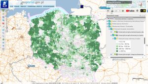 Mapa potencjału lądowej energetyki wiatrowej w Polsce. Fot. Geoportal