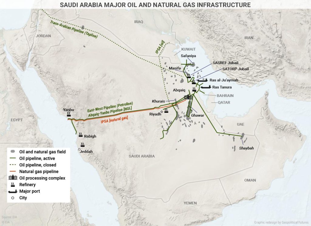 saudi arabia oil fields map