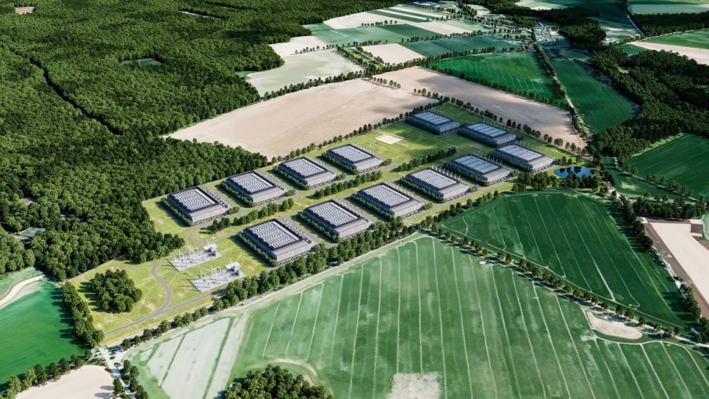 Wizualizacja kompleksu centrów danych koło Choczewa  Fot  WBS Power