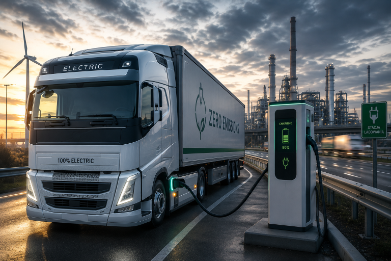 Samochód ciężarowy EV elektryk ładowarka